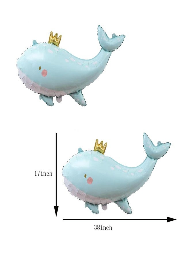 OHLIGEI 2PCS Cute Whale Shape Giant Foil Balloon Blue Whale Balloons For Ocean Animal Under The Sea Party Decoration - Image 2
