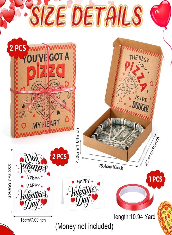 Feifeiya 2 Pcs Valentine Pizza Box Money Box for Cash Gift 10 x 10 Inch Pizza Boxes Money Holder Fun Gift for Surprise Funny Classic Valentine's Day Party Celebrations (Cash Not Include) (Brown) - Image 2
