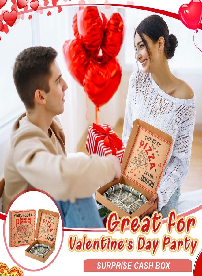 Feifeiya 2 Pcs Valentine Pizza Box Money Box for Cash Gift 10 x 10 Inch Pizza Boxes Money Holder Fun Gift for Surprise Funny Classic Valentine's Day Party Celebrations (Cash Not Include) (Brown) - Image 5