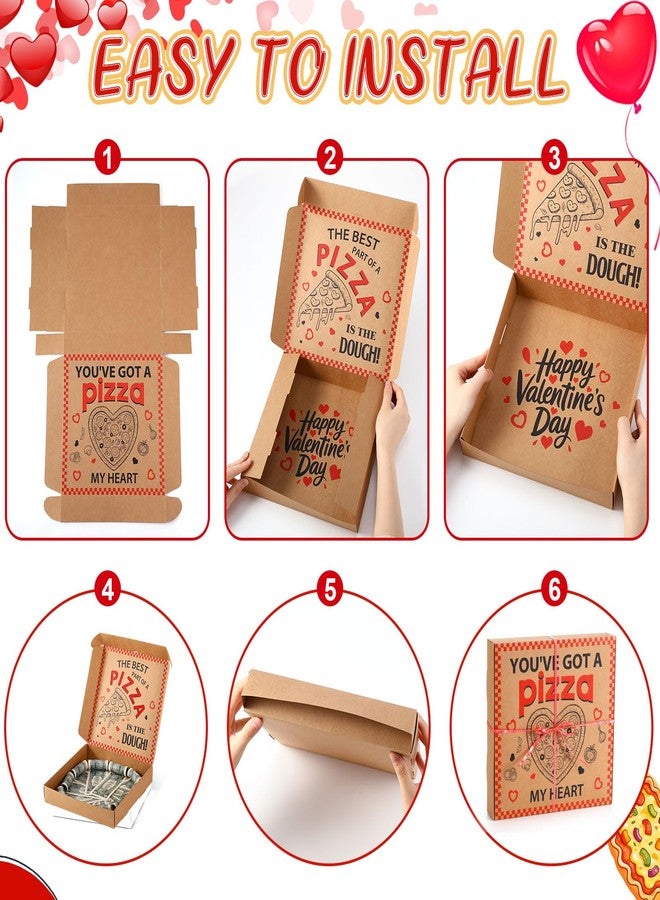Feifeiya 2 Pcs Valentine Pizza Box Money Box for Cash Gift 10 x 10 Inch Pizza Boxes Money Holder Fun Gift for Surprise Funny Classic Valentine's Day Party Celebrations (Cash Not Include) (Brown) - Image 3