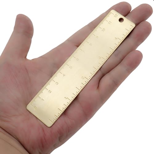 QJZXUEZHEN 1Pcs 12cm Straight Brass Ruler, 120mm /4 Inches Metric Dual Scale Measurement Tool Drawing Measuring Gold Mini Small Short Metal Machinist Bookmark Ruler, 1mm Thickness,Overall Length 5" - Image 5