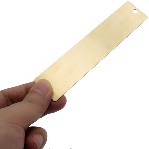 QJZXUEZHEN 1Pcs 12cm Straight Brass Ruler, 120mm /4 Inches Metric Dual Scale Measurement Tool Drawing Measuring Gold Mini Small Short Metal Machinist Bookmark Ruler, 1mm Thickness,Overall Length 5" - Image 4