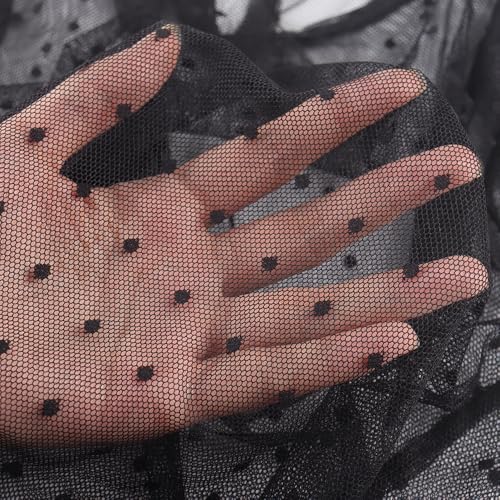 Noomelfish Girls Lace Long Sleeve Layering Tops Sheer Mesh Tee Shirts Blouse, Dot Black, Size 7-8 Years - Image 2