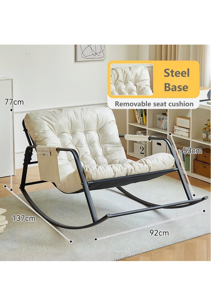 Cool Baby COOLBABY Rocking Chair Rocking Chair Nordic Italian Living Room Household Single Leisure And Comfortable Cloth Sofa Chair for Bedroom Balcony Orange - Image 3