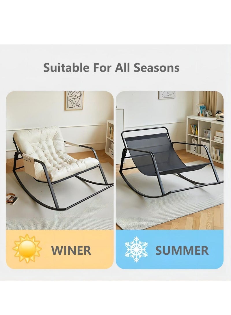 Cool Baby COOLBABY Rocking Chair Rocking Chair Nordic Italian Living Room Household Single Leisure And Comfortable Cloth Sofa Chair for Bedroom Balcony Orange - Image 5