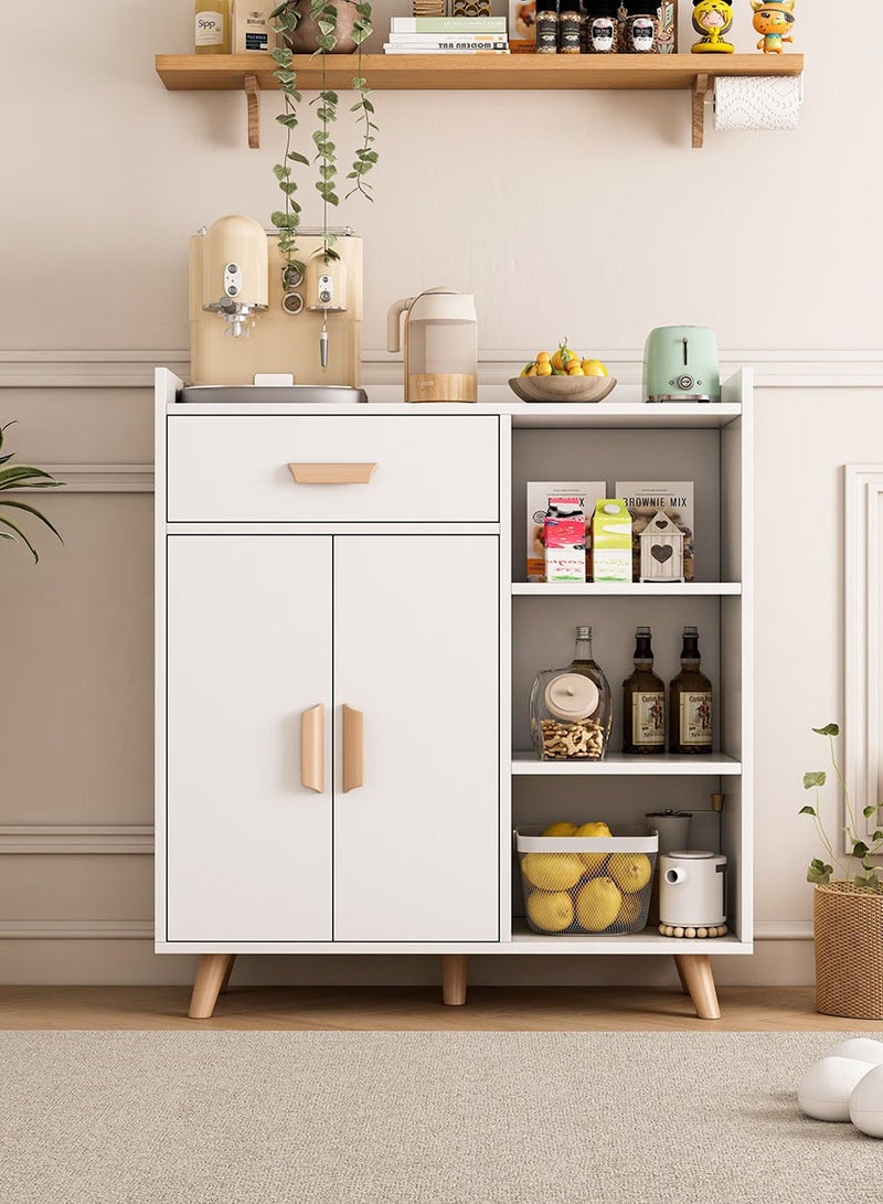 إيه جي دي خزانة ركن القهوة مع درج تخزين، خزانة جانبية مع طبقة قابلة للتعديل، خزانة تخزين المطبخ لغرفة الطعام، رف تخزين فرن الميكروويف في المطبخ (أبيض) - Image 4