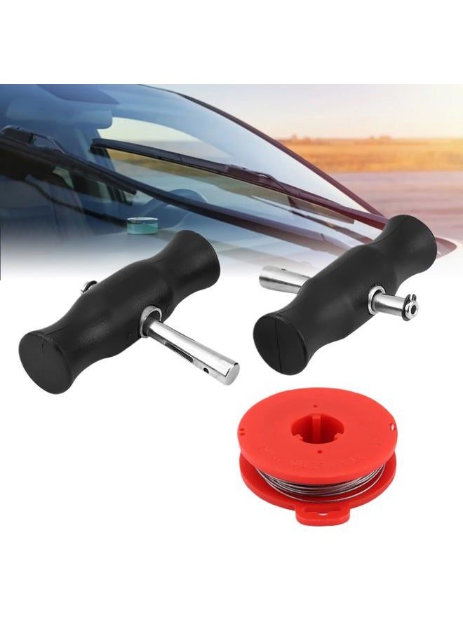 Acouto Windshield Removal Tool - Windshield Wire Cut Out Tool Car Windshield Removal Hand Tool Kit Window Glass Cutting Wire with Handles Professional Repair for Glass Removal - Image 1