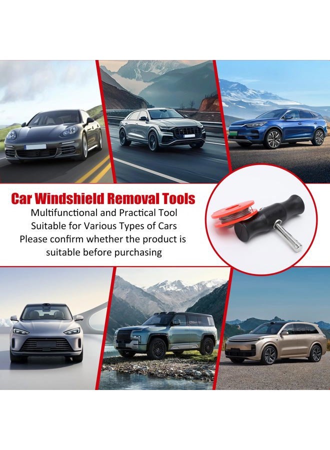Acouto Windshield Removal Tool - Windshield Wire Cut Out Tool Car Windshield Removal Hand Tool Kit Window Glass Cutting Wire with Handles Professional Repair for Glass Removal - Image 3