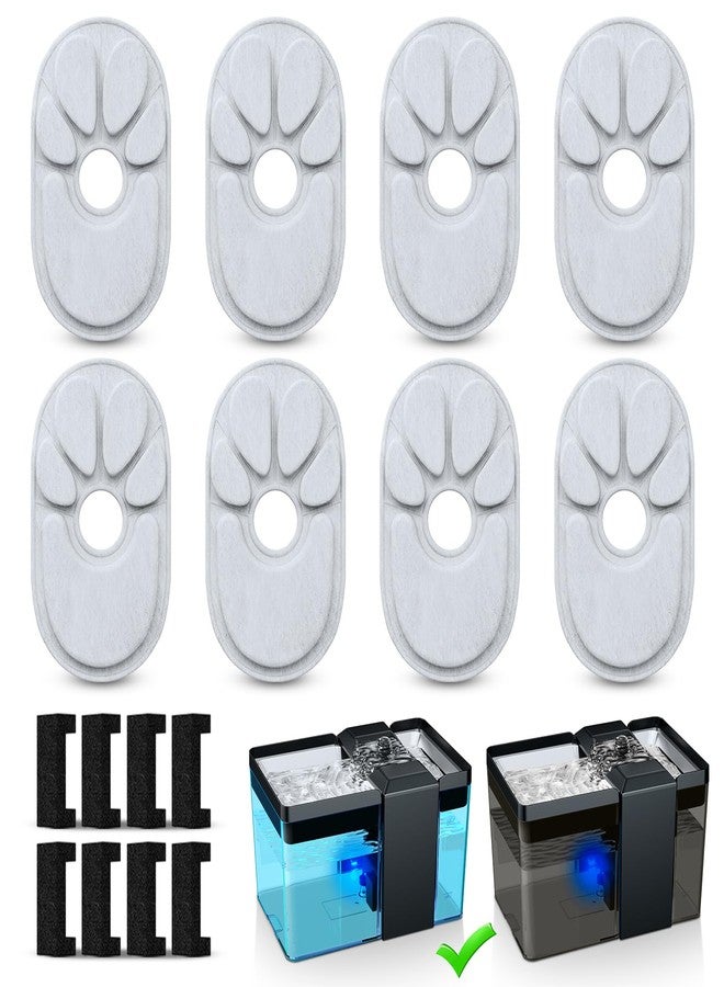 YUSMOO Cat Water Fountain Replacement Filters, 8-Pack Food-Grade Claw Shape Activated Carbon Filters + 8 Pre-Filter Sponges, Triple Filtration for 74oz Pet Fountain (6-8 Months Supply) - Image 1