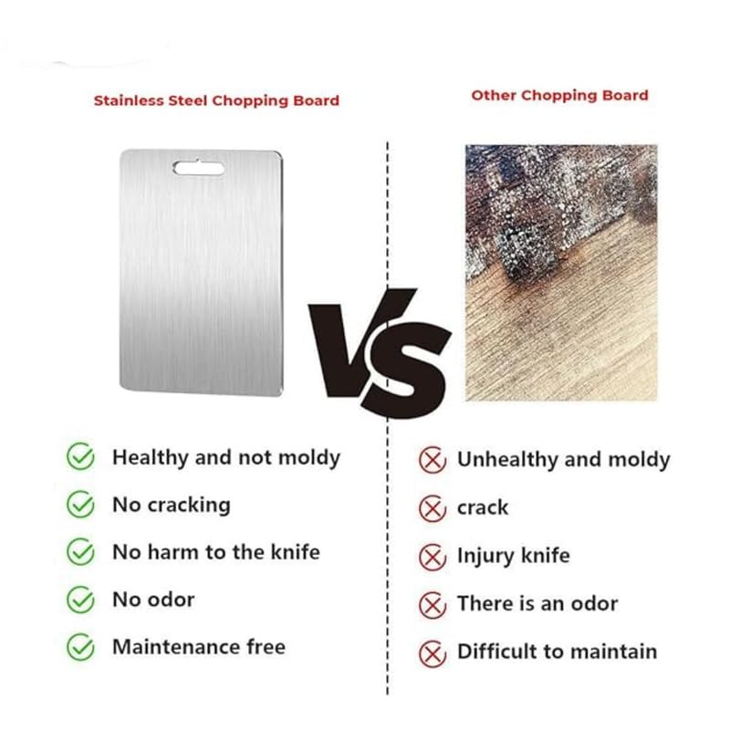 Puno Stainless Steel Chopping Board – Rustproof, Odor-Free & Knife-Friendly Cutting Board (31 x 21 cm) - Image 3