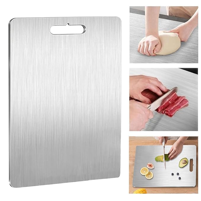 Puno Stainless Steel Chopping Board – Rustproof, Odor-Free & Knife-Friendly Cutting Board (31 x 21 cm) - Image 5