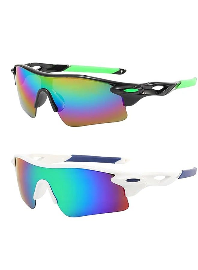 2 Pcs UV400 Sports Sunglasses for Kids Cycling,Safety Sports Goggles,Windproof Sunglasses for Boys Girls,Youth Softball Baseball Golf - Image 1