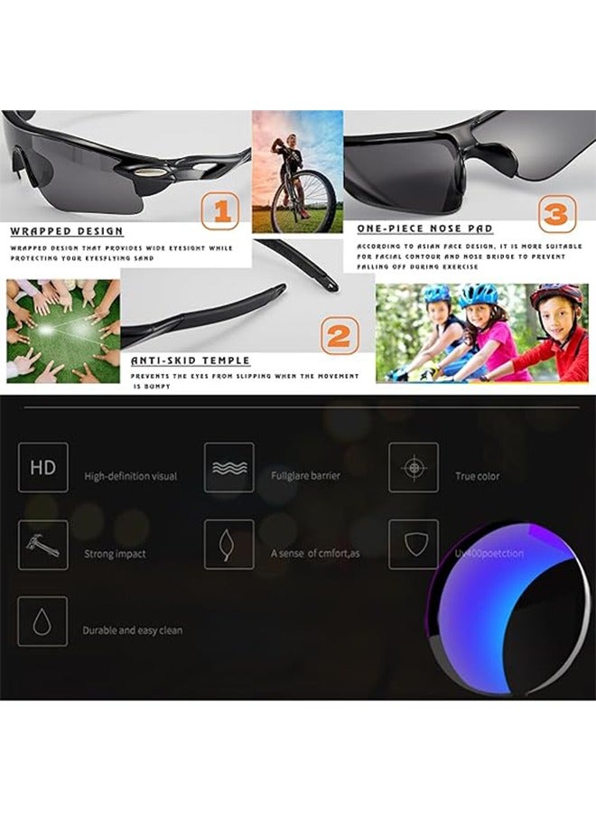 2 Pcs UV400 Sports Sunglasses for Kids Cycling,Safety Sports Goggles,Windproof Sunglasses for Boys Girls,Youth Softball Baseball Golf - Image 4