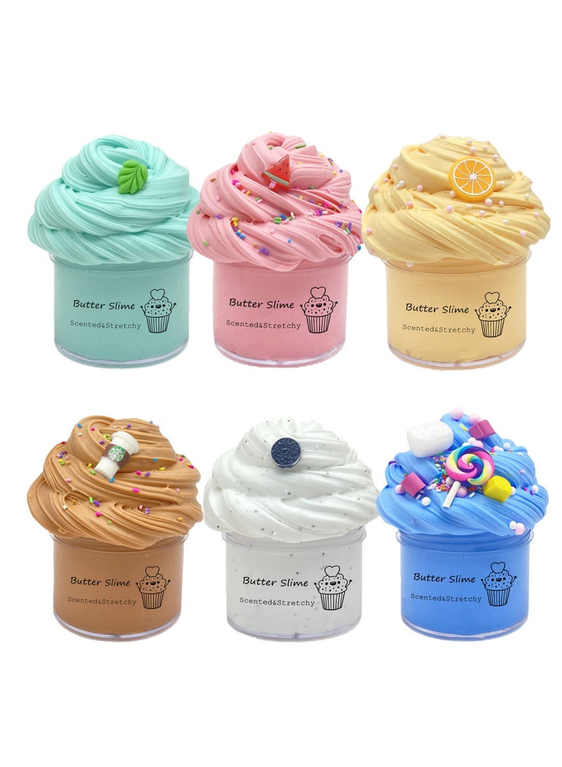 Butter Slime Kit 6 Pack Pre Made Sludge Toy for Party Favors, Super Soft and Non-Sticky,Gifts for Kids - Image 1