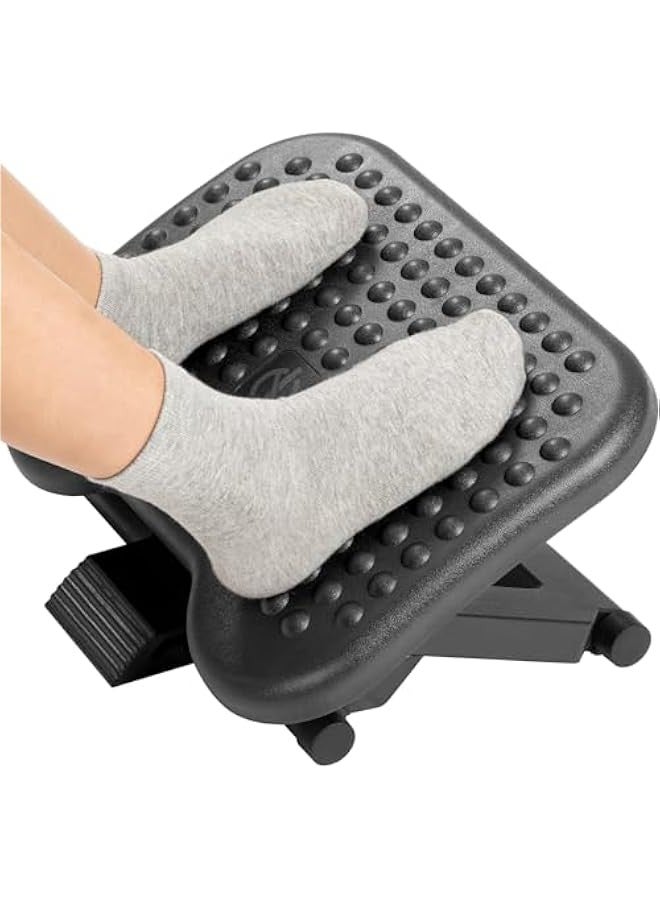 TRASSLE Adjustable Under Desk Footrest, Foot Rest for Under Desk at Work with Massage, Foot Stool Under Desk with 3 Height Position & 30 Degree Tilt Angle Adjustment for Home, Office - Image 1