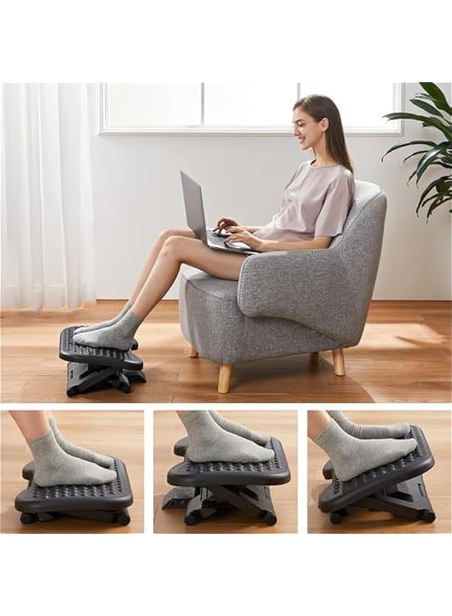 TRASSLE Adjustable Under Desk Footrest, Foot Rest for Under Desk at Work with Massage, Foot Stool Under Desk with 3 Height Position & 30 Degree Tilt Angle Adjustment for Home, Office - Image 5