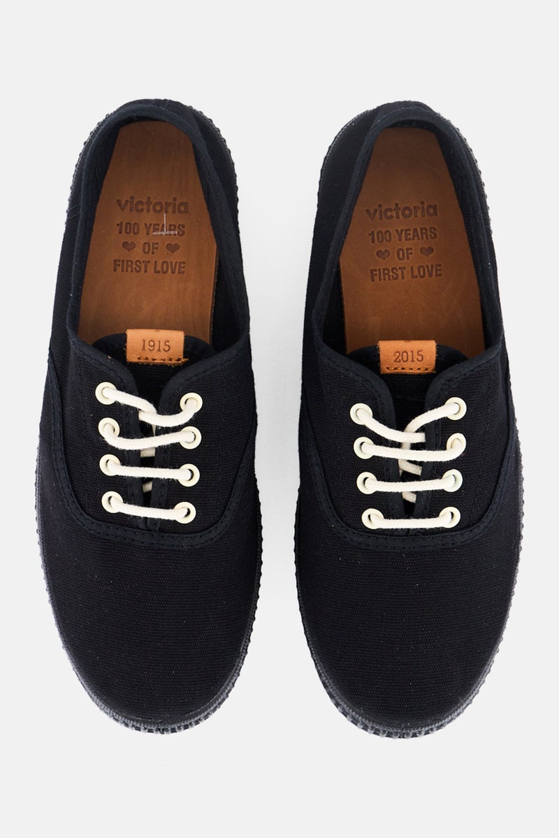 Victoria Women Limited Edition Canvas Lace Up Shoes, Black  - Image 3