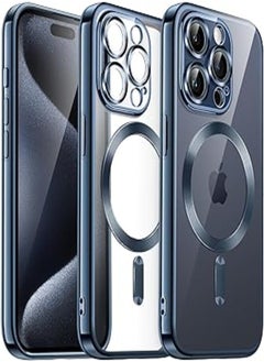 JETech Galvanised Case for iPhone 15 Pro Max 6.7 Inch, Camera Protection Full, Compatible with MagSafe Wireless Charging, Shockproof, Soft TPU Protective Case (Blue)