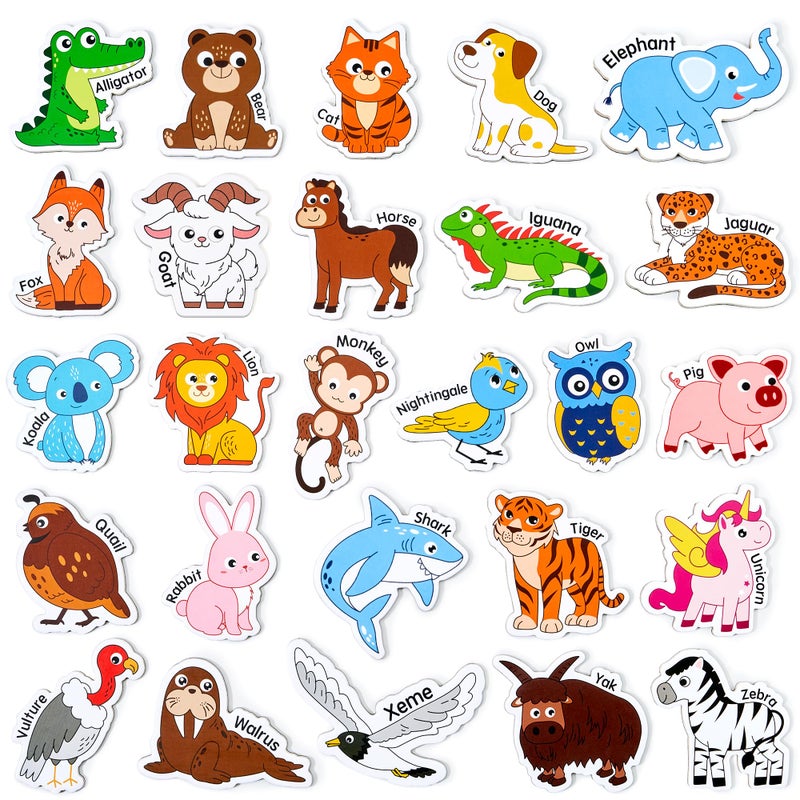JoyCat Wooden Magnets for Kids â€“ 26 Cute A-Z Animals Fridge Magnets for Toddlers, Large Magnetic Animal Refrigerator Toys, Fun Educational Learning Gifts for Toddlers 2 3 4 5 Years Old - Image 1