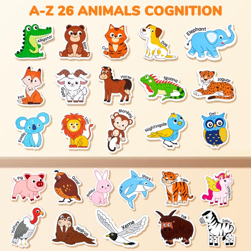 JoyCat Wooden Magnets for Kids â€“ 26 Cute A-Z Animals Fridge Magnets for Toddlers, Large Magnetic Animal Refrigerator Toys, Fun Educational Learning Gifts for Toddlers 2 3 4 5 Years Old - Image 2