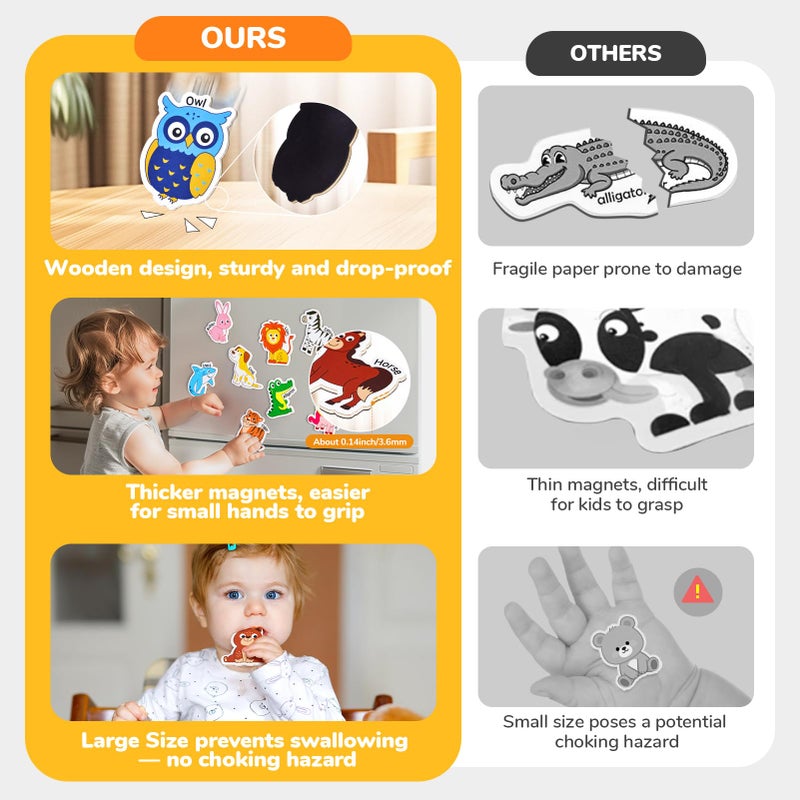 JoyCat Wooden Magnets for Kids â€“ 26 Cute A-Z Animals Fridge Magnets for Toddlers, Large Magnetic Animal Refrigerator Toys, Fun Educational Learning Gifts for Toddlers 2 3 4 5 Years Old - Image 4