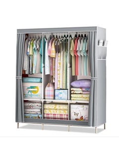 Portable Wardrobe Clothes Storage Cabinet Portable Closet Organizer With Nonwoven Fabric Quick And Easy To Assemble Extra Strong And Durable（130*45*170Cm）Grey