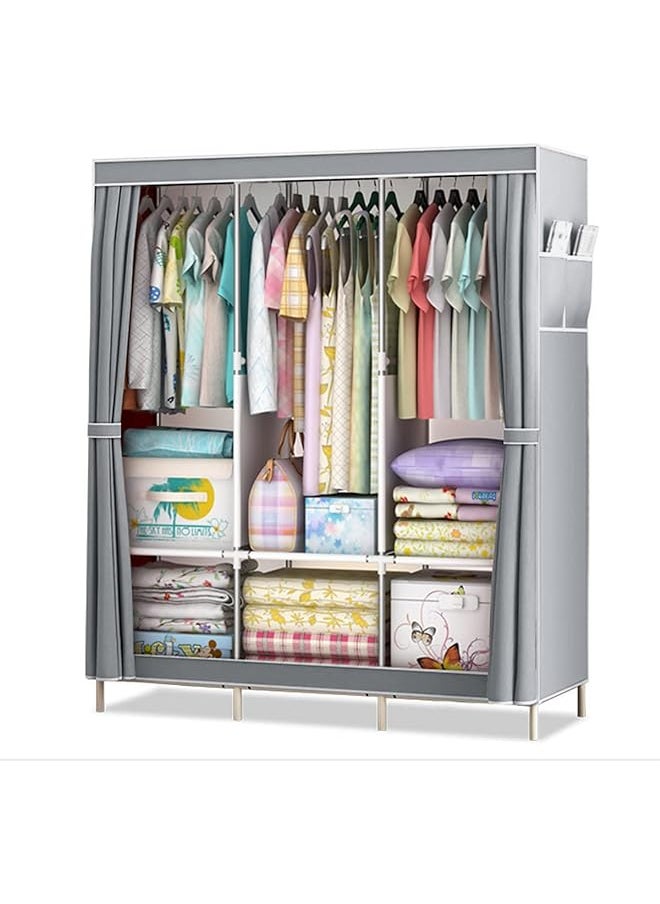 erorex - Portable Wardrobe Clothes Storage Cabinet Portable Closet Organizer With Nonwoven Fabric Quick And Easy To Assemble Extra Strong And Durable（130*45*170Cm）Grey - Image 1