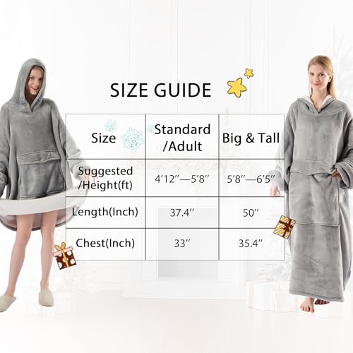 Krifey Big & Tall Wearable Blanket Hoodie with Cat Pocket, Extra Long Oversized Fleece Blanket for Adults, Cozy Birthday Gifts, Christmas Gifts - Image 5