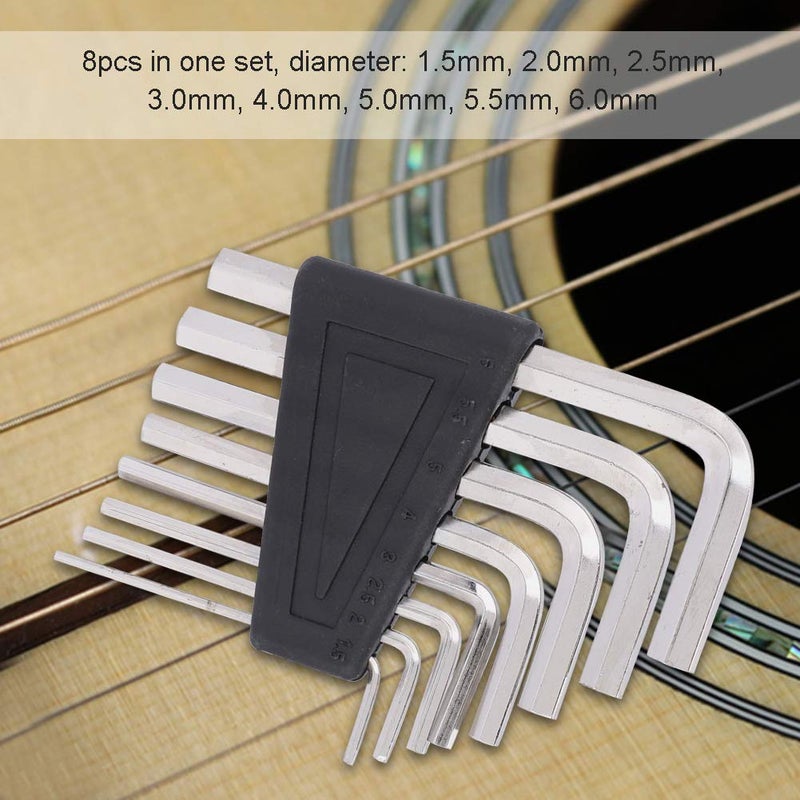 8 PCS Guitar Allen Key Wrench Set Durable Metal for Bridge Locking Screws and Neck Adjustment - Image 4