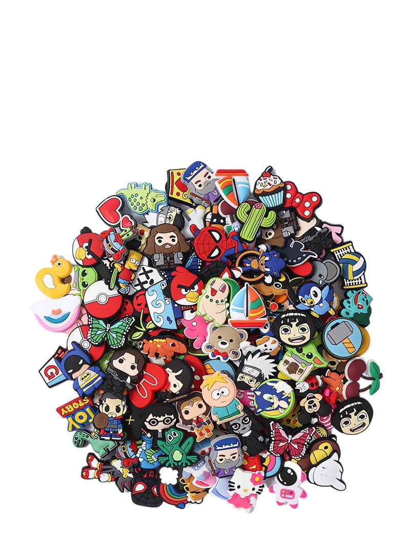 Shoe Decoration Charms, 100 Pcs Random Different Charm for Crocs Hole Buckle Party Favors ​Mini Bracelet Wristband Men Women Kid - Image 1