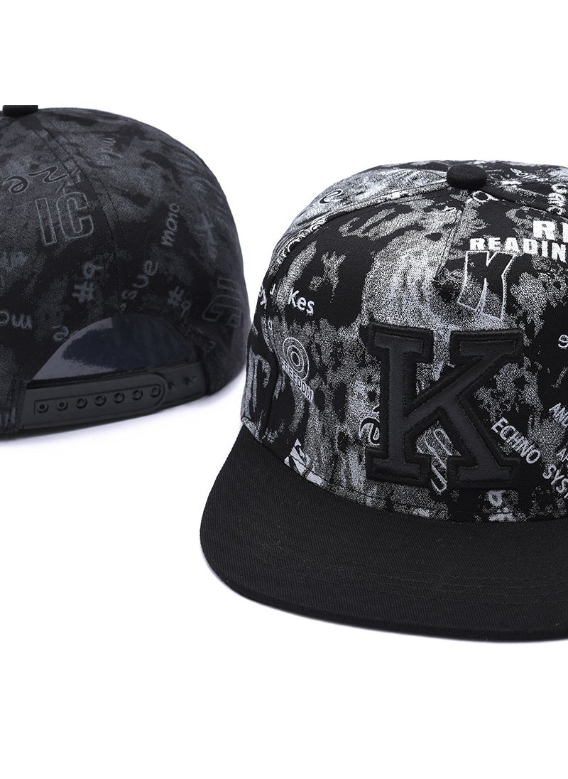 Generic - Hip hop baseball cap hat flat edge hip hop style hip hop hat Korean style peaked cap hip hop fashion personality flat brim hat Black - Image 1