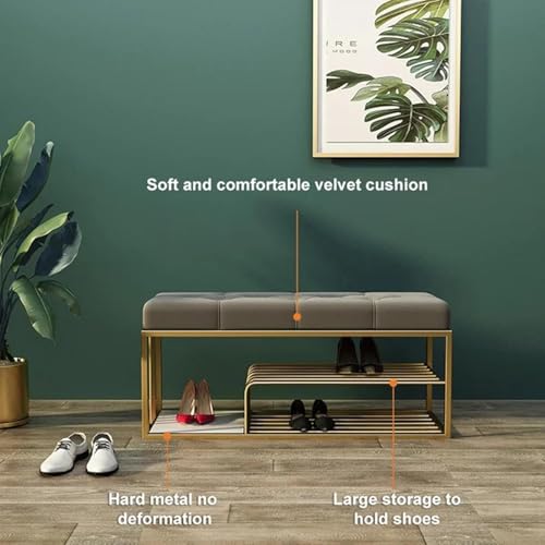 Skafa Metal End of Bed Bench-Upholstered Entry Shoe Storage with Nailhead Trim,Black Mental Frame Ottoman Bench for Bedroom Entry Window Mudroom Living Room (Blue) - Image 4