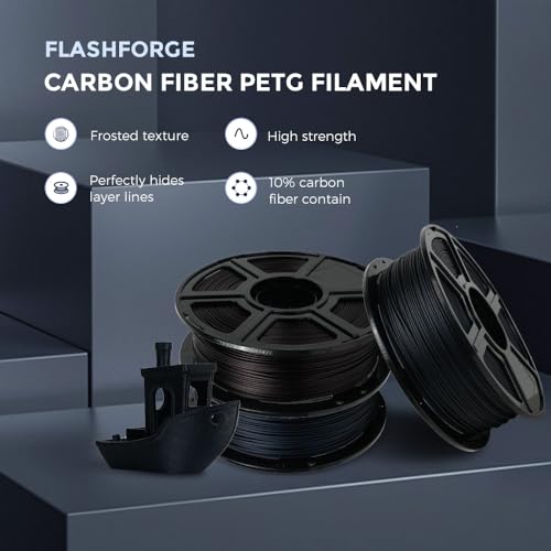 FLASHFORGE Carbon Fiber PETG Filament 175mm Carbon Fiber PETG 3D Printer Filament 1KG Spool Dimensional Accuracy 002mm Lightweight HeatResistant Moisture Free Black - Image 3