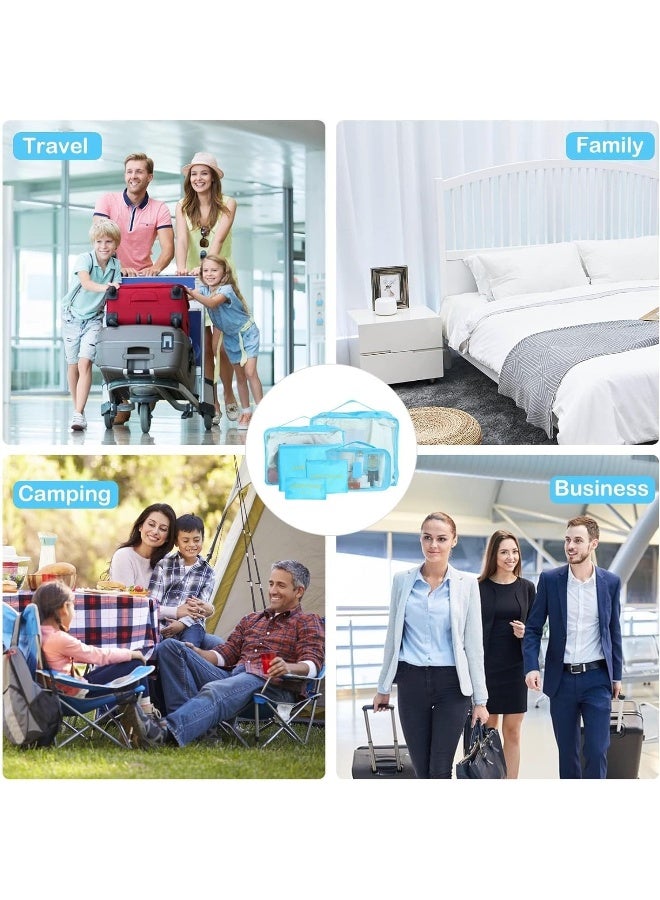 SKY-TOUCH Travel Packing Cubes,Traveling Accessories,Luggage Packing Organizers Set,Waterproof Laundry Bag,Storage Bag for Travel,Breathable Mesh,pack of 6 pieces,Light Blue - Image 5