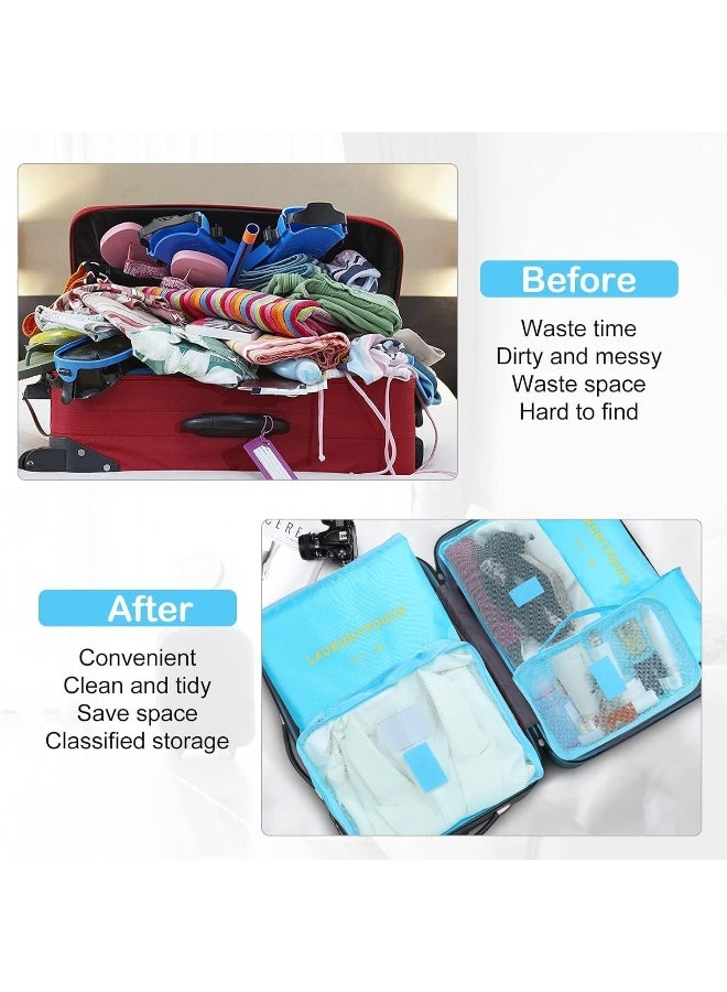 SKY-TOUCH Travel Packing Cubes,Traveling Accessories,Luggage Packing Organizers Set,Waterproof Laundry Bag,Storage Bag for Travel,Breathable Mesh,pack of 6 pieces,Light Blue - Image 2