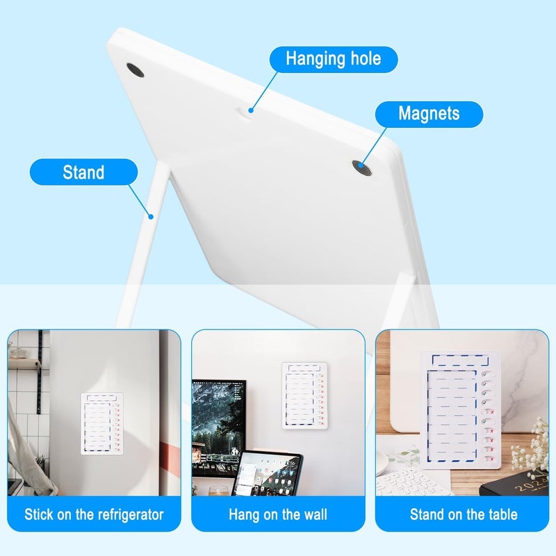 KASTWAVE Magnetic Dry Erase Chore Chart For Kids Multiple Kids, Reusable To Do List Board, Habit Tracker, Checklist Board, Rv Daily Routine Schedule Board Planner For Refrigerator, Wall, Desk (White) - Image 3