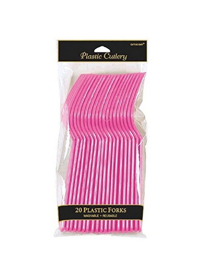 Amscan Party Supplies, 20 Pieces, Bright Pink - Image 1