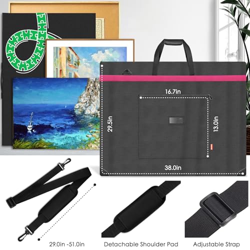 Nariolar Large Art Portfolio Bag, 38 x 29.5 Inches Multi-Functional Storage Bag for Puzzle Storage Folder, Puzzle Board, Artworks, Sketching, Posters, and Drawing Boards - Image 2
