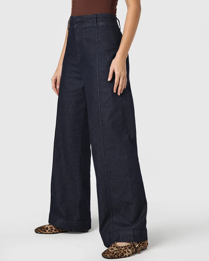 بيواكوف Women's Indigo Blue Wide Leg Jeans