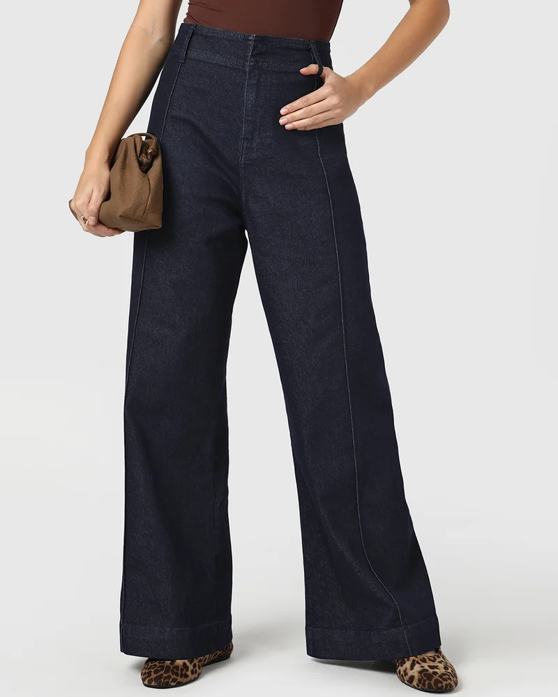 بيواكوف Women's Indigo Blue Wide Leg Jeans