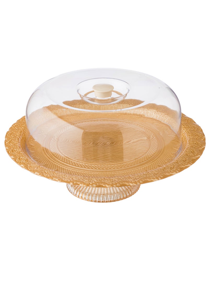 دانيا صحن كيك زجاج بقاعدة مع غطاء مقاس 30 سم ارتفاع 10سم - Image 1