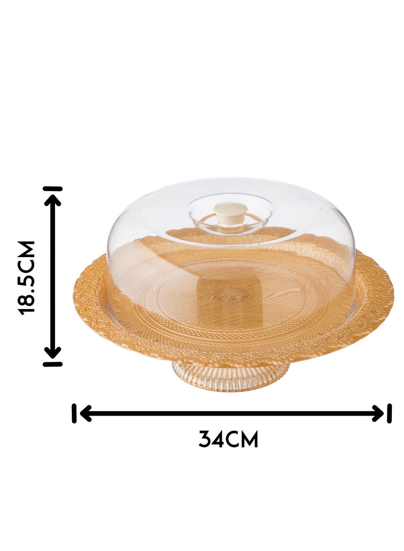 دانيا صحن كيك زجاج بقاعدة مع غطاء مقاس 30 سم ارتفاع 10سم - Image 5