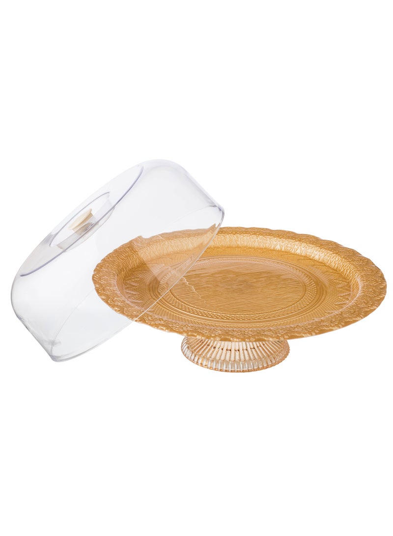 دانيا صحن كيك زجاج بقاعدة مع غطاء مقاس 30 سم ارتفاع 10سم - Image 2