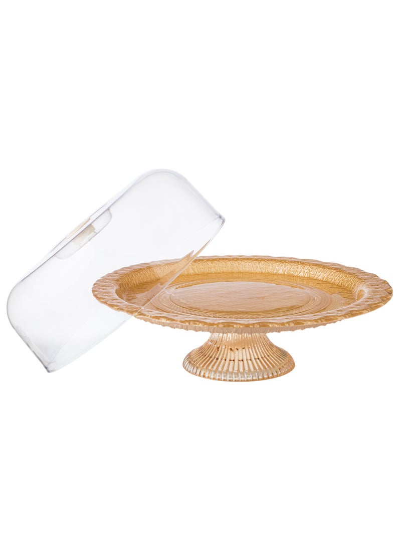 دانيا صحن كيك زجاج بقاعدة مع غطاء مقاس 30 سم ارتفاع 10سم - Image 3