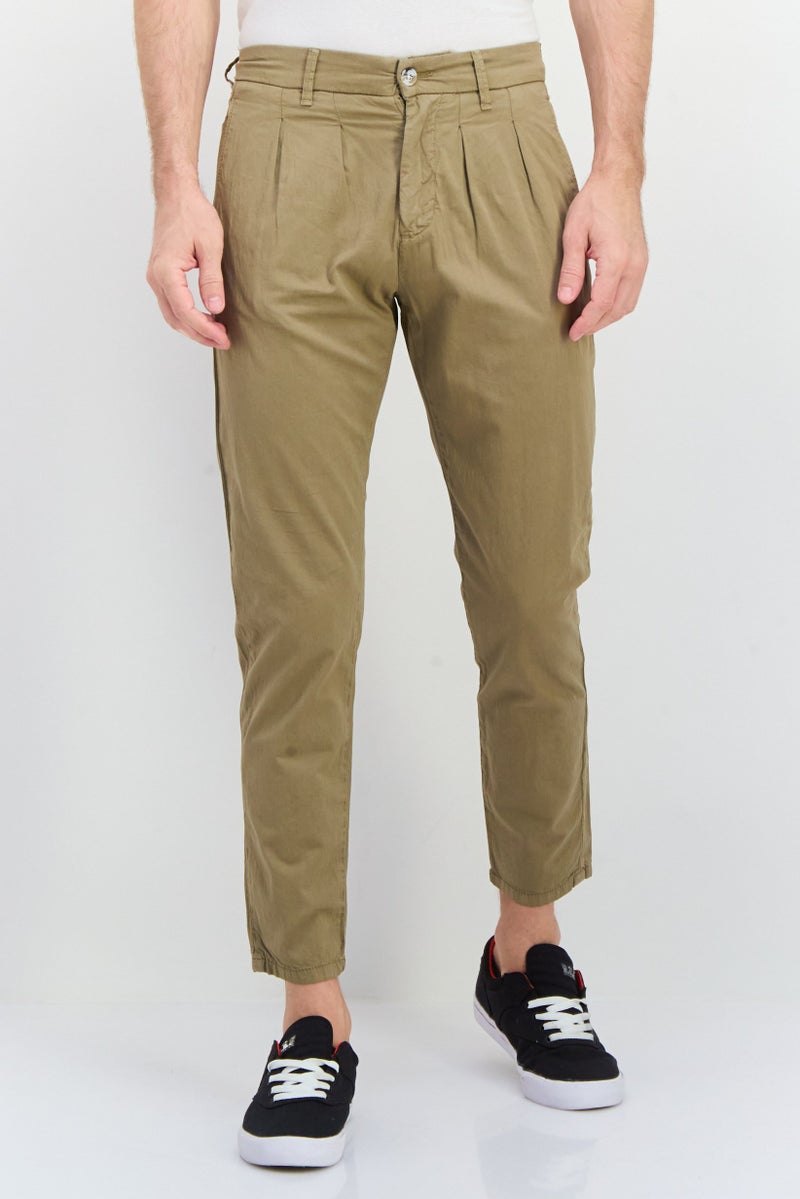 Sorbino Men Regular Fit Plain Chino Pants, Khaki - Image 1