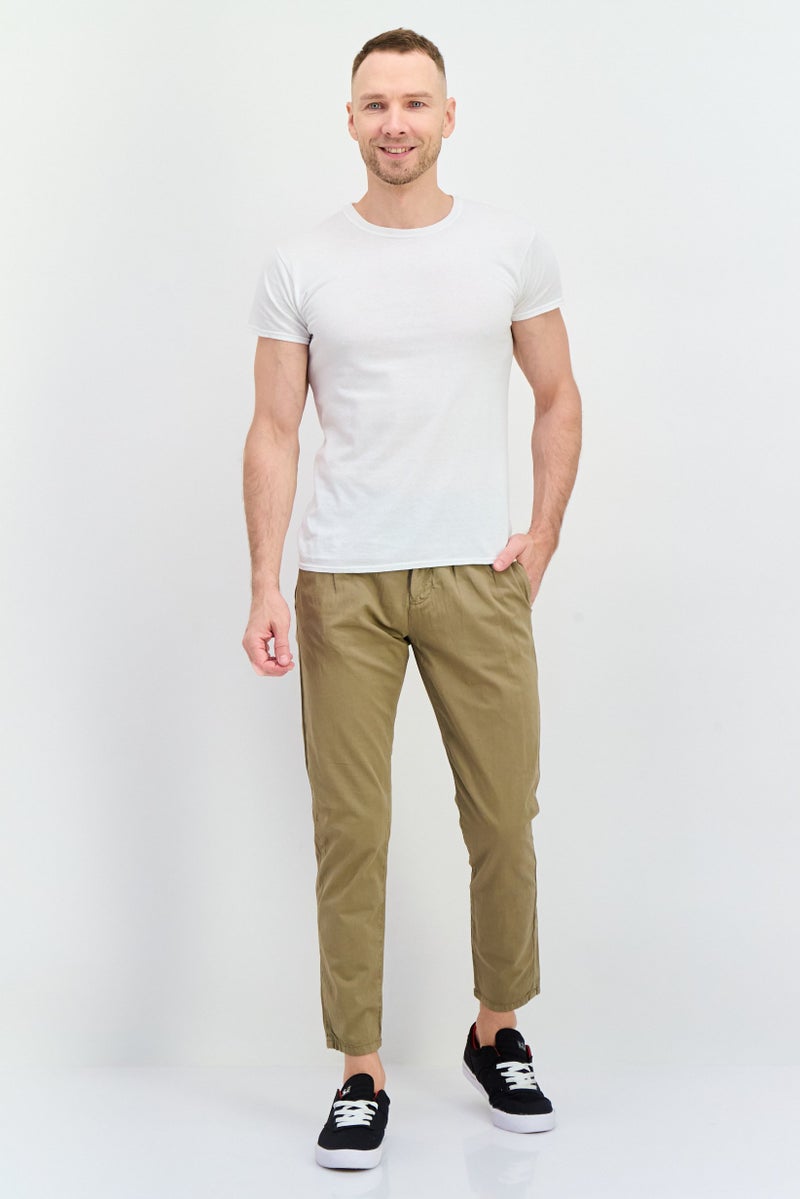 Sorbino Men Regular Fit Plain Chino Pants, Khaki - Image 4