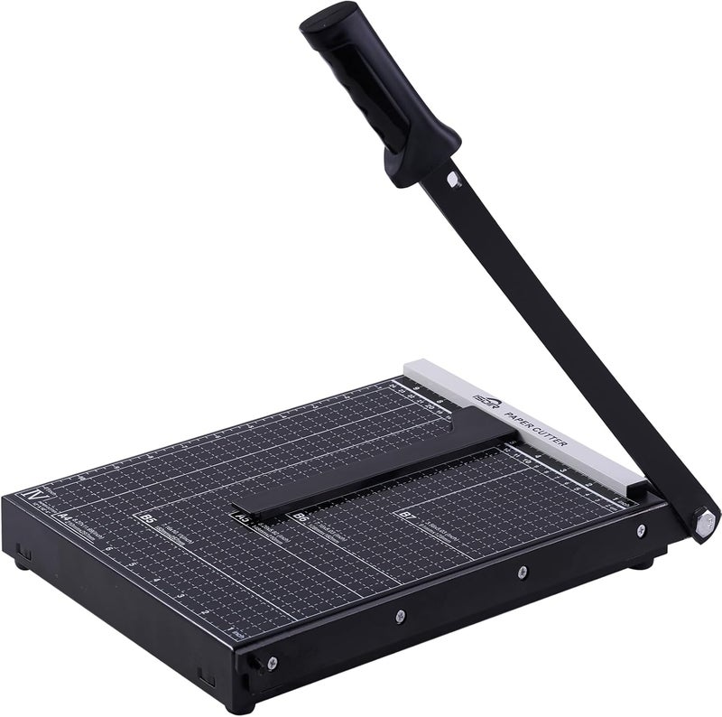 ISDIR Paper Cutter Guillotine, 12 Inch Paper Cutting Board, 12 Sheets Capacity, Heavy Duty Metal Base, Dual Paper Guide Bars, Professional Paper Cutter and Trimmer for Home, Office (12'' Black2) - Image 1