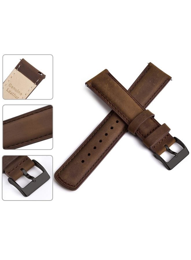 Ritche Quick Release Leather Watch Bands Genuine Watch Straps for Men Women- 18mm 20mm 21mm 22mm 23mm 24mm Top Grain Leather Watch Strap, Valentine's day gifts for him or her, Saddle Brown & Black, - Image 4