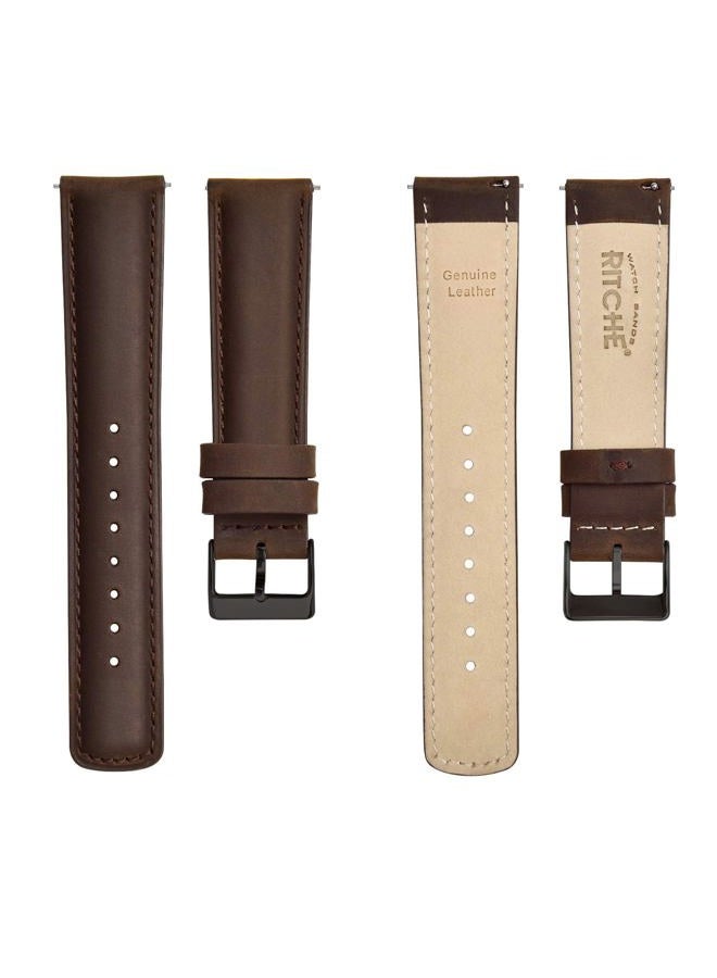 Ritche Quick Release Leather Watch Bands Genuine Watch Straps for Men Women- 18mm 20mm 21mm 22mm 23mm 24mm Top Grain Leather Watch Strap, Valentine's day gifts for him or her, Saddle Brown & Black, - Image 5