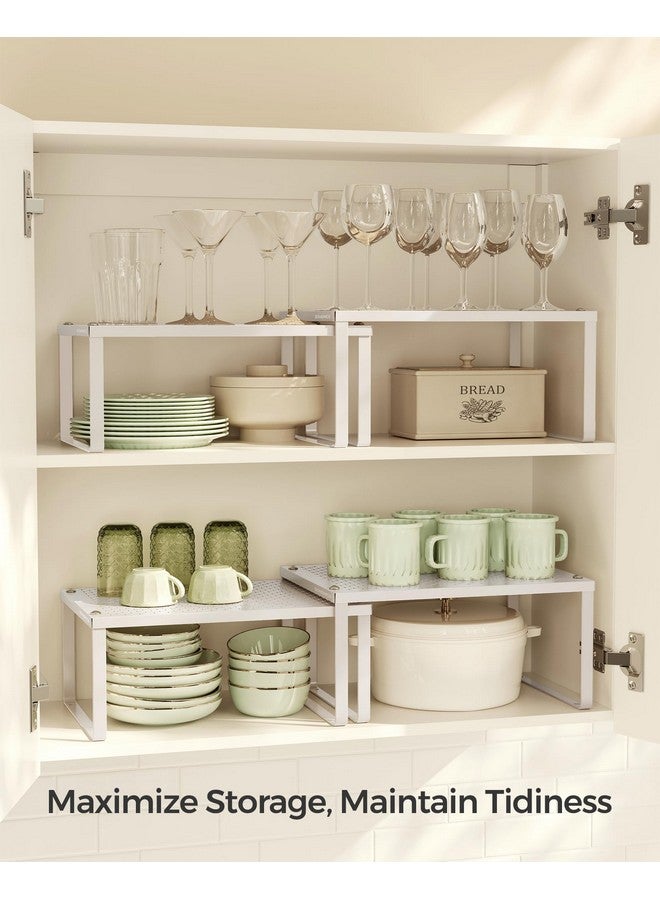SONGMICS SONGMICS Spice Racks, Set of 2 Metal Cabinet Shelf Organizers, Countertop Organizers, Shelf Risers, Stackable, Expandable, Oatmeal Beige UKCS001K01  - Image 3